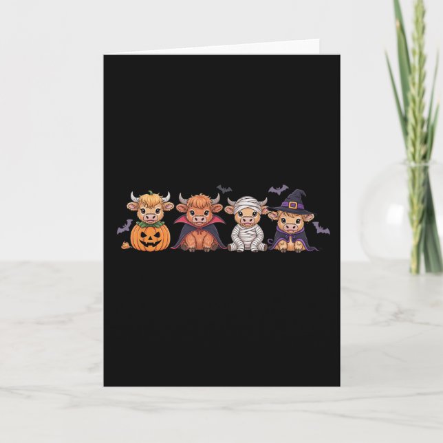Tarjeta Vaca Highland de Halloween  (Anverso)