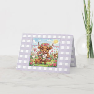 Tarjeta Vaca Highland personalizada para el Día de la Madr