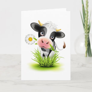 Tarjeta Vaca Holstein en el pasto