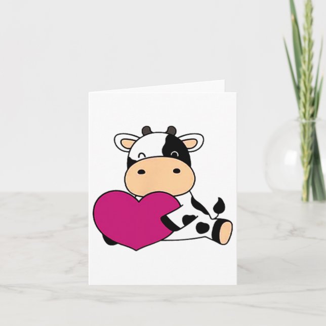 Tarjeta Vaca linda tamaño bolsillo San Valentín Vaca  (Anverso)