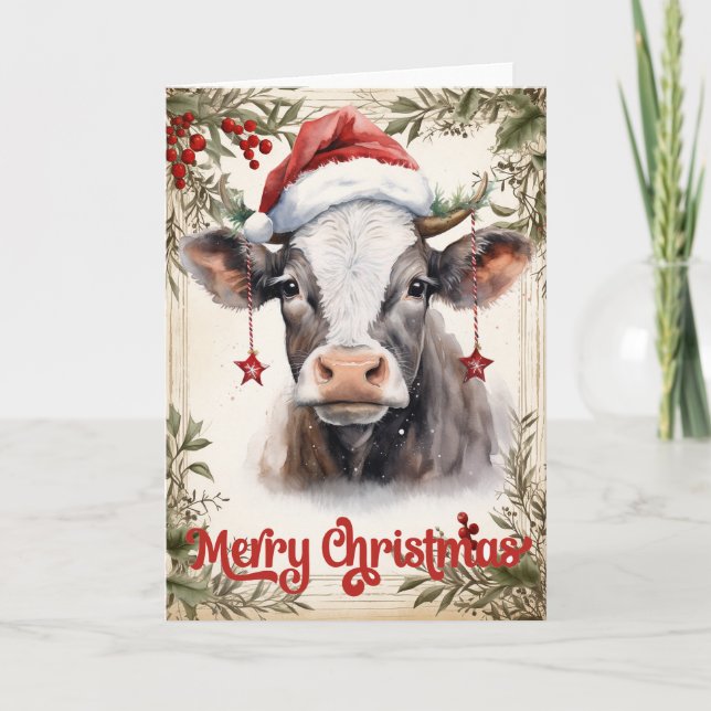Tarjeta Vaca navidad (Anverso)
