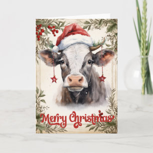 Tarjeta Vaca navidad
