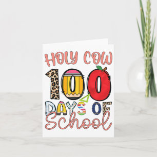 Tarjeta Vaca Santa 100 Días De Maestros Escolares Niños Es