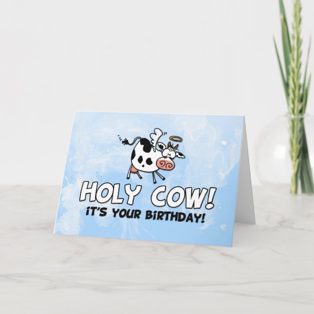 Tarjeta ¡Vaca santa! ¡Es tu cumpleaños! (Anverso)