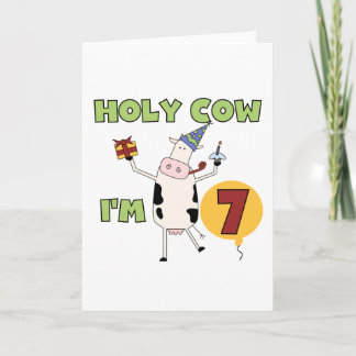Tarjeta Vaca Santa Soy 7 camisetas de cumpleaños y regalos