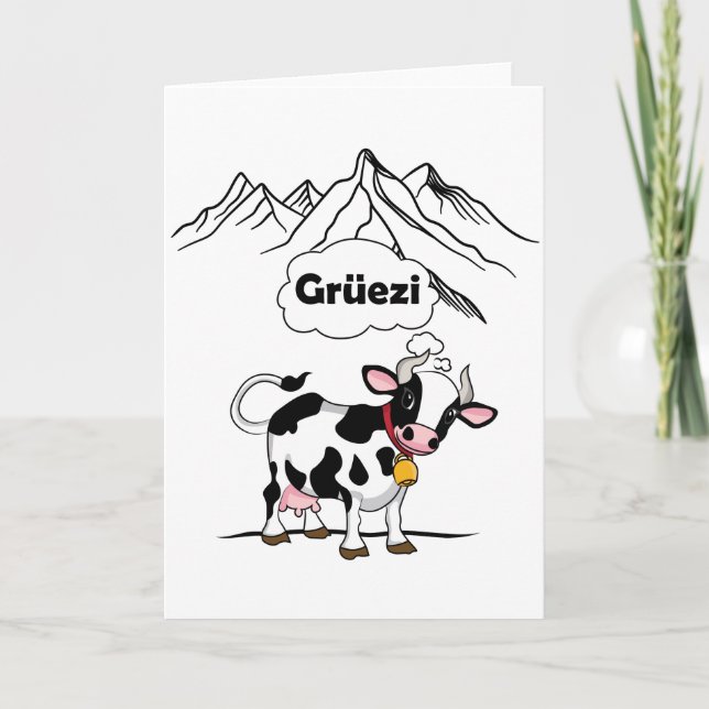 Tarjeta Vaca suiza - Grüezi - Suiza Viaje (Anverso)