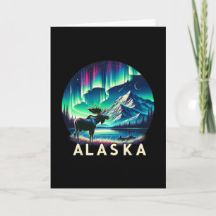 Tarjeta Vacaciones de alce para ver aurora boreal en Alask