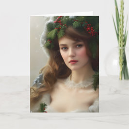 Tarjeta Vacaciones de Belleza de Invierno de época