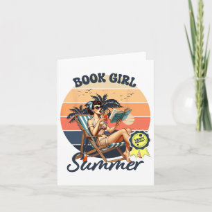 Tarjeta Vacaciones de Chica de libros de verano tropical