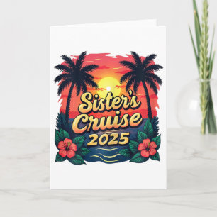 Tarjeta Vacaciones de crucero de hermanas puesta de sol vi