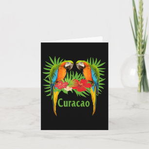 Tarjeta Vacaciones de Curacao paran flores tropicales verd
