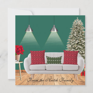 Tarjeta Vacaciones de escenas de Navidades de árbol bloque
