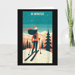 Tarjeta Vacaciones de invierno esquí Navidad X-mas esquí e