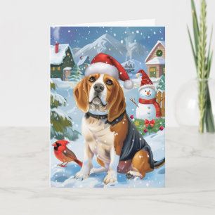 Tarjeta Vacaciones de los Navidades Beagle Let it Snow
