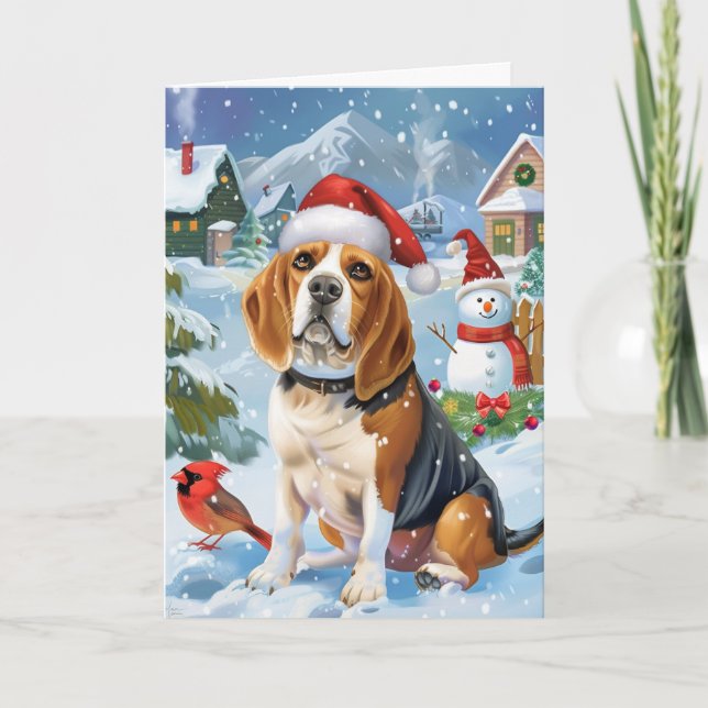 Tarjeta Vacaciones de los Navidades Beagle Let it Snow (Anverso)