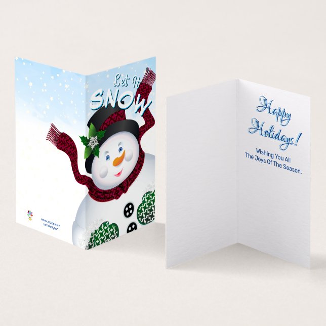 Tarjeta Vacaciones de los Navidades de Nieve (Interior y exterior)