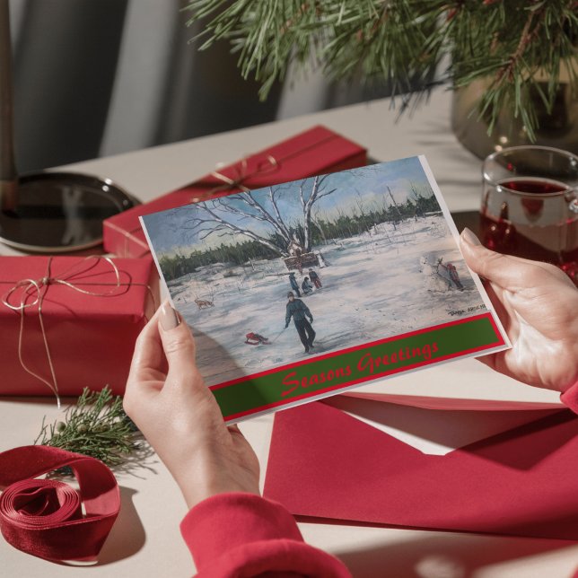 Tarjeta Vacaciones de Navidad (personalize this Vintage Card)