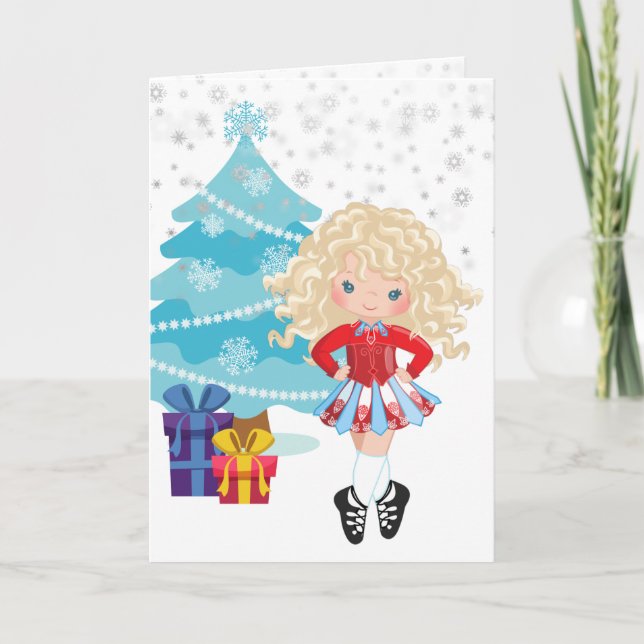 Tarjeta Vacaciones de Navidades de invierno de bailarín ne (Anverso)