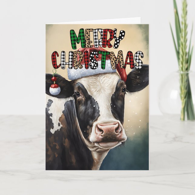 Tarjeta Vacaciones de Navidades de vaca más exigentes (Anverso)