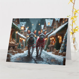 Tarjeta Vacaciones de nieve para Navidades de gatos de Sfi