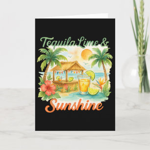 Tarjeta Vacaciones de verano con tequila en la playa