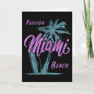 Tarjeta Vacaciones de verano familia palmeras Playa Miami