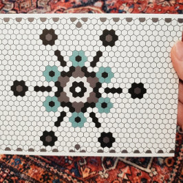 Tarjeta Vacaciones en blanco en mosaico de nieve azul y gr