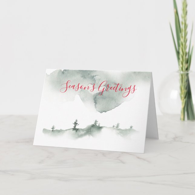Tarjeta Vacaciones en la escena de acuarela de invierno (Anverso)