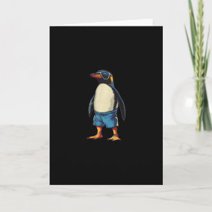 Tarjeta Vacaciones en la piscina con este pingüino diverti