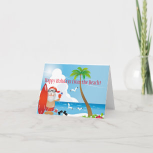 Tarjeta Vacaciones en la playa con Santa