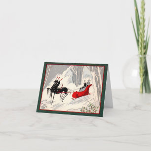 Tarjeta Vacaciones en trineo Art Deco