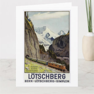 Tarjeta Vacaciones en un ferrocarril antiguo en Suiza