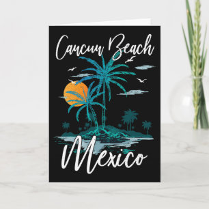 Tarjeta Vacaciones Familiares Atardecer Retro México Cancú