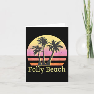 Tarjeta Vacaciones familiares Folly Beach Retro Beach