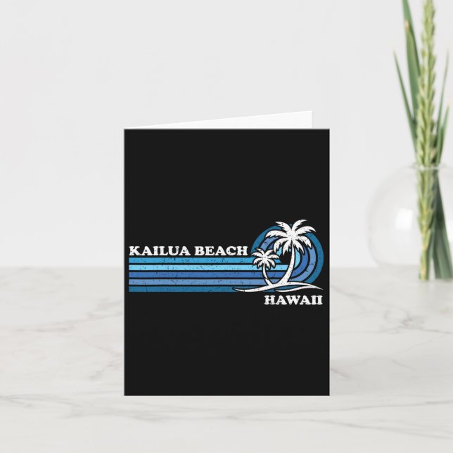 Tarjeta Vacaciones Familiares Retro Vintage Hawaii Playa K (Anverso)