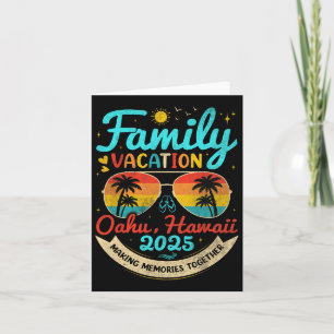Tarjeta Vacaciones familiares vintage Oahu 