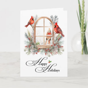 Tarjeta Vacaciones felices de negocios Aves cardinales de 