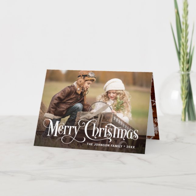 Tarjeta Vacaciones felices modernas 2 Navidades de FOTOS (Anverso)