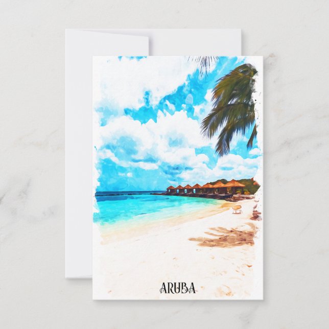 Tarjeta Vacaciones Mínimas en la Isla del Caribe de Aruba (Anverso)