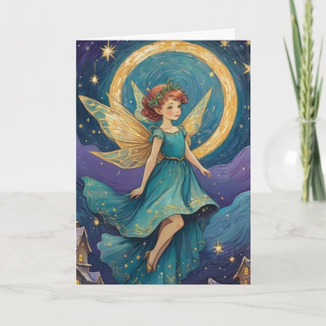 Tarjeta Vacaciones nocturnas estrelladas de productos láct (Anverso)