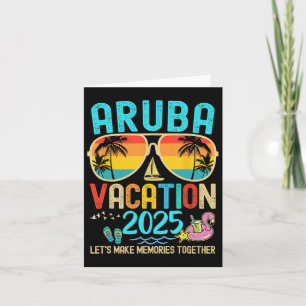 Tarjeta Vacaciones Retro Aruba 2025 Camisetas Familiares A