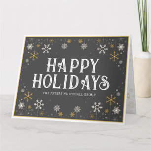 Tarjeta Vacaciones simples Felices Snowflake Gold Gray Bus