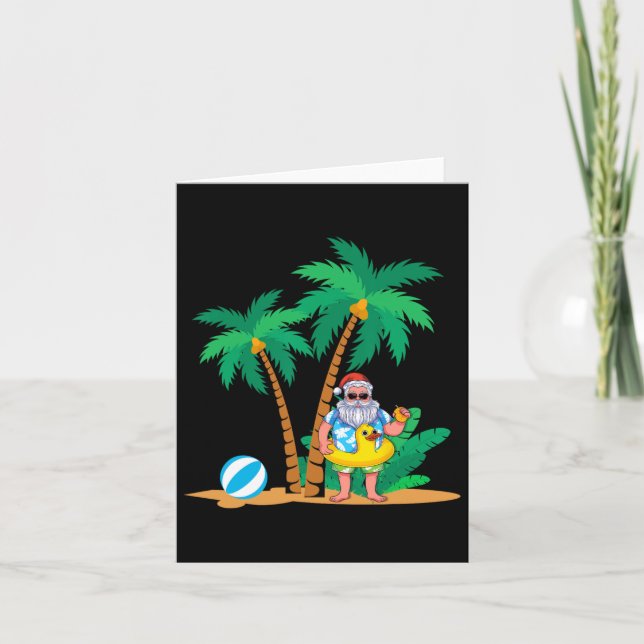 Tarjeta Vacaciones tropicales de verano divertida Santa Cl (Anverso)