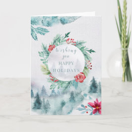 Tarjeta Vacaciones - Wreath Wreath en la escena invernal