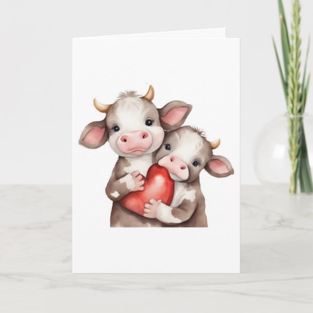 Tarjeta Vacas adorables día de San Valentín (Anverso)