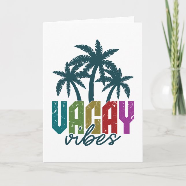 Tarjeta Vacay Vibes and Palm Tree Summer Vacay Hawaii (Anverso)