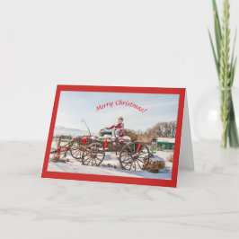 Tarjeta Vagón de vaqueros de Santa Navidades con heno bale
