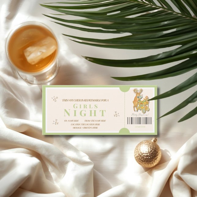 Tarjeta Vale de Noche de Chicas Navideñas Tropicales (Tropical Christmas Girls Night Voucher Card)