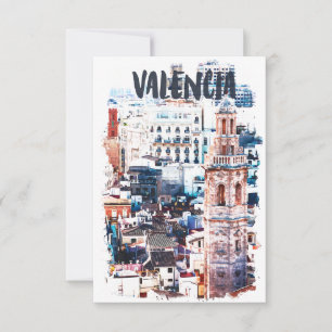 Tarjeta Valencia España Arquitectura Ciudad acuarela