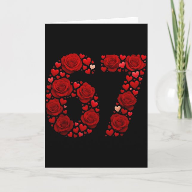 Tarjeta Valentín 67 Meme Rosa Corazones Divertido Seis Sie (Anverso)